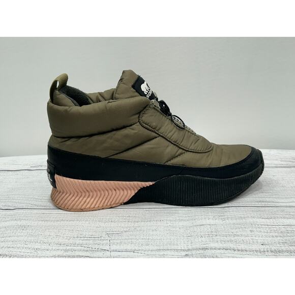 Sorel Womens Green Out N About III Puffy Zip Waterproof Faux Fur Snow Boots Sz 9 - Picture 3 of 11